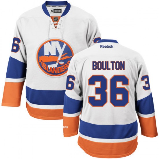 Adult Authentic New York Islanders Eric Boulton White Away Official Reebok Jersey