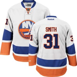 Adult Authentic New York Islanders Billy Smith White Away Official Reebok Jersey