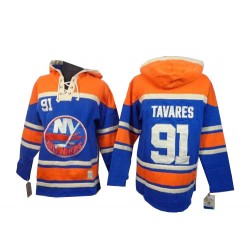 New York Islanders John Tavares Official Royal Blue Old Time Hockey Authentic Adult Sawyer Hooded Sweatshirt Jersey