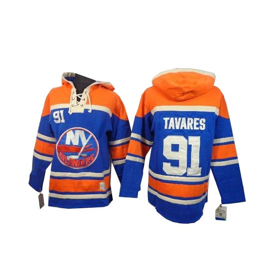 New York Islanders John Tavares Official Royal Blue Old Time Hockey Premier Adult Sawyer Hooded Sweatshirt Jersey