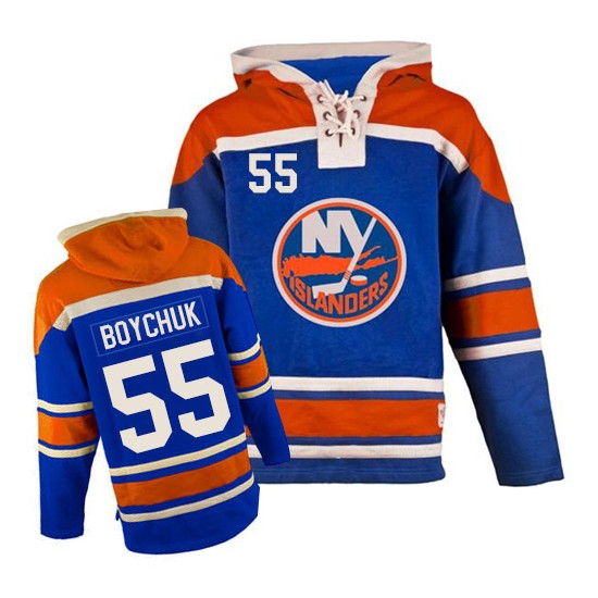 New York Islanders Johnny Boychuk Official Royal Blue Old Time Hockey Authentic Adult Sawyer Hooded Sweatshirt Jersey
