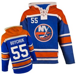 New York Islanders Johnny Boychuk Official Royal Blue Old Time Hockey Premier Adult Sawyer Hooded Sweatshirt Jersey