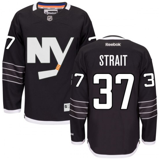 Adult Authentic New York Islanders Brian Strait Black Alternate Official Reebok Jersey
