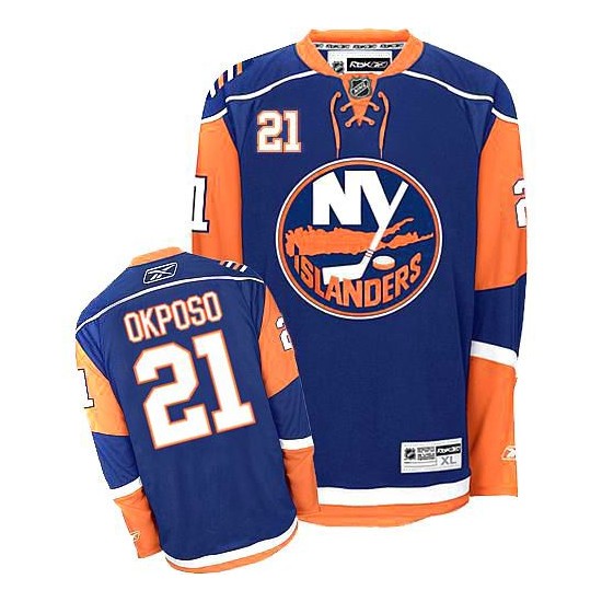 Adult Premier New York Islanders Kyle Okposo Navy Blue Official Reebok Jersey