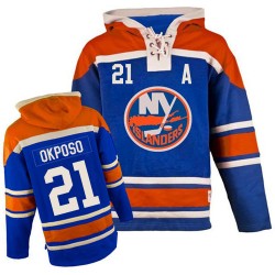 New York Islanders Kyle Okposo Official Royal Blue Old Time Hockey Authentic Adult Sawyer Hooded Sweatshirt Jersey