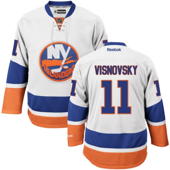Adult Premier New York Islanders Lubomir Visnovsky White Away Official Reebok Jersey