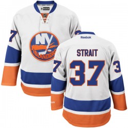 Adult Authentic New York Islanders Brian Strait White Away Official Reebok Jersey