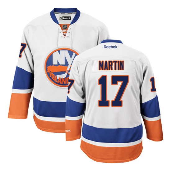 Adult Premier New York Islanders Matt Martin White Away Official Reebok Jersey