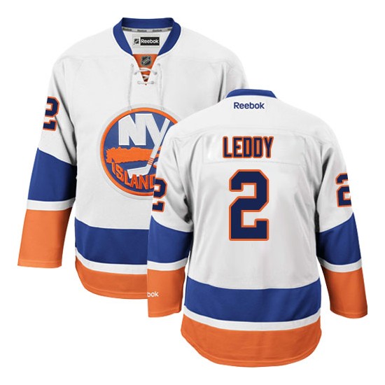Adult Authentic New York Islanders Nick Leddy White Away Official Reebok Jersey