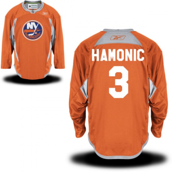 Adult Authentic New York Islanders Travis Hamonic Orange Alternate Official Reebok Jersey