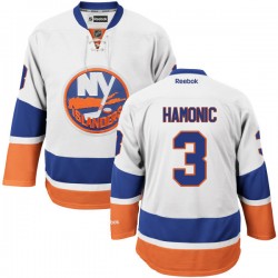 Adult Authentic New York Islanders Travis Hamonic White Away Official Reebok Jersey