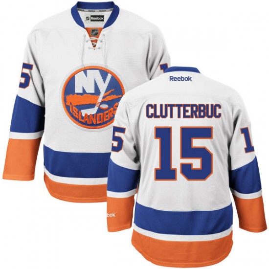 Adult Authentic New York Islanders Cal Clutterbuck White Away Official Reebok Jersey