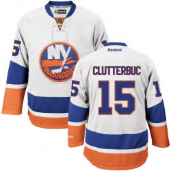 Adult Premier New York Islanders Cal Clutterbuck White Away Official Reebok Jersey