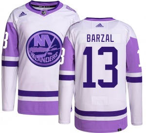 Adult Authentic New York Islanders Mathew Barzal Hockey Fights Cancer Official Adidas Jersey