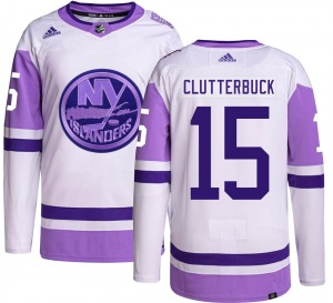 Adult Authentic New York Islanders Cal Clutterbuck Hockey Fights Cancer Official Adidas Jersey