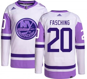 Adult Authentic New York Islanders Hudson Fasching Hockey Fights Cancer Official Adidas Jersey