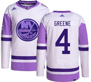 Adult Authentic New York Islanders Andy Greene Green Hockey Fights Cancer Official Adidas Jersey
