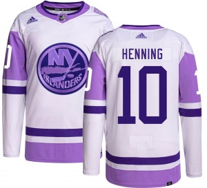 Adult Authentic New York Islanders Lorne Henning Hockey Fights Cancer Official Adidas Jersey