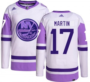 Adult Authentic New York Islanders Matt Martin Hockey Fights Cancer Official Adidas Jersey