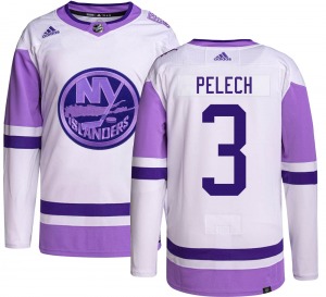 Adult Authentic New York Islanders Adam Pelech Hockey Fights Cancer Official Adidas Jersey
