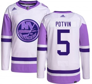 Adult Authentic New York Islanders Denis Potvin Hockey Fights Cancer Official Adidas Jersey
