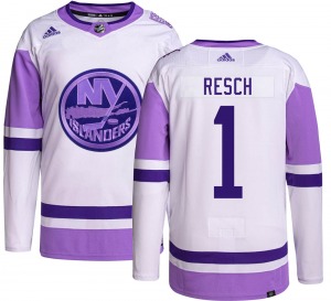 Adult Authentic New York Islanders Glenn Resch Hockey Fights Cancer Official Adidas Jersey