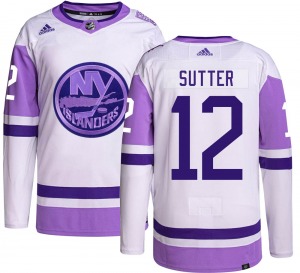 Adult Authentic New York Islanders Duane Sutter Hockey Fights Cancer Official Adidas Jersey