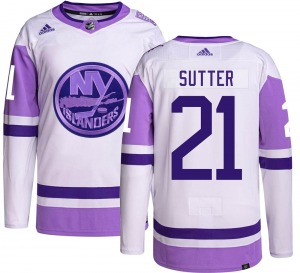 Adult Authentic New York Islanders Brent Sutter Hockey Fights Cancer Official Adidas Jersey