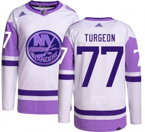 Adult Authentic New York Islanders Pierre Turgeon Hockey Fights Cancer Official Adidas Jersey