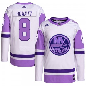 Adult Authentic New York Islanders Garry Howatt White/Purple Hockey Fights Cancer Primegreen Official Adidas Jersey