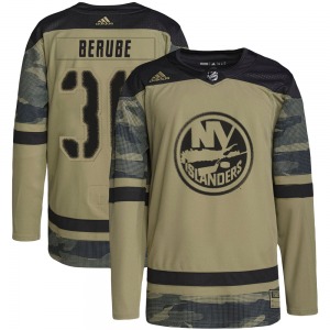Youth Authentic New York Islanders Jean-Francois Berube Camo Military Appreciation Practice Official Adidas Jersey