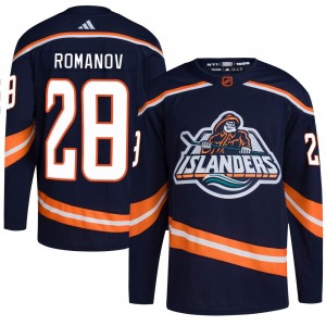 Adult Authentic New York Islanders Alexander Romanov Navy Reverse Retro 2.0 Official Adidas Jersey