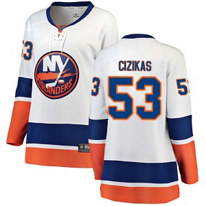 Women's Breakaway New York Islanders Casey Cizikas White Away Official Fanatics Branded Jersey