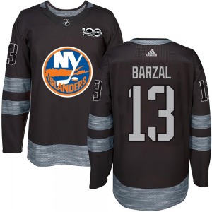 Adult Authentic New York Islanders Mathew Barzal Black 1917-2017 100th Anniversary Official Jersey