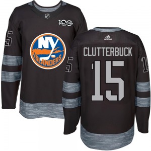Adult Authentic New York Islanders Cal Clutterbuck Black 1917-2017 100th Anniversary Official Jersey