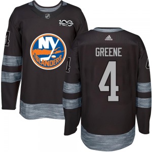 Adult Authentic New York Islanders Andy Greene Green Black 1917-2017 100th Anniversary Official Jersey