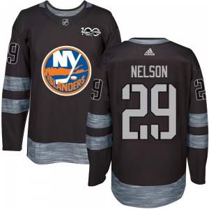 Adult Authentic New York Islanders Brock Nelson Black 1917-2017 100th Anniversary Official Jersey