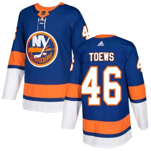 Adult Authentic New York Islanders Devon Toews Royal Home Official Adidas Jersey