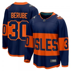 Adult Breakaway New York Islanders Jean-Francois Berube Navy 2024 Stadium Series Official Fanatics Branded Jersey