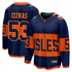 Adult Breakaway New York Islanders Casey Cizikas Navy 2024 Stadium Series Official Fanatics Branded Jersey