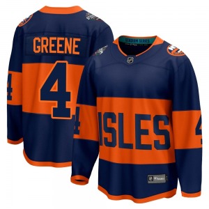 Adult Breakaway New York Islanders Andy Greene Green Navy 2024 Stadium Series Official Fanatics Branded Jersey