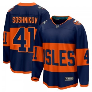 Adult Breakaway New York Islanders Nikita Soshnikov Navy 2024 Stadium Series Official Fanatics Branded Jersey