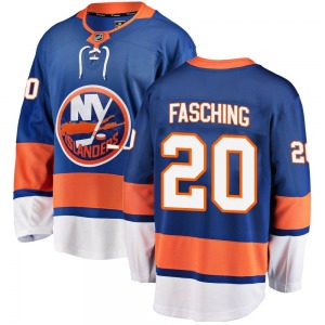 Adult Breakaway New York Islanders Hudson Fasching Blue Home Official Fanatics Branded Jersey