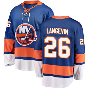 Adult Breakaway New York Islanders Dave Langevin Blue Home Official Fanatics Branded Jersey