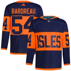 Adult Authentic New York Islanders Cole Bardreau Navy 2024 Stadium Series Primegreen Official Adidas Jersey