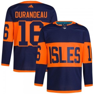 Adult Authentic New York Islanders Arnaud Durandeau Navy 2024 Stadium Series Primegreen Official Adidas Jersey