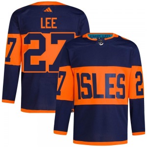 Adult Authentic New York Islanders Anders Lee Navy 2024 Stadium Series Primegreen Official Adidas Jersey