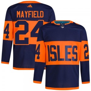 Adult Authentic New York Islanders Scott Mayfield Navy 2024 Stadium Series Primegreen Official Adidas Jersey
