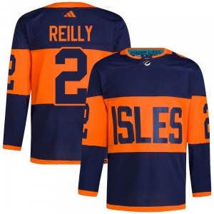 Adult Authentic New York Islanders Mike Reilly Navy 2024 Stadium Series Primegreen Official Adidas Jersey