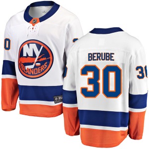 Adult Breakaway New York Islanders Jean-Francois Berube White Away Official Fanatics Branded Jersey